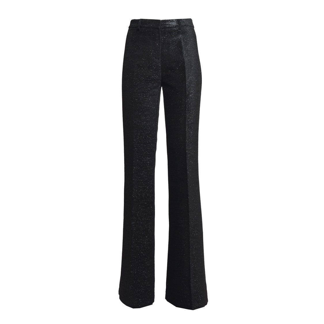 Etro Black Viscose Flared Trousers With Lamé Thread