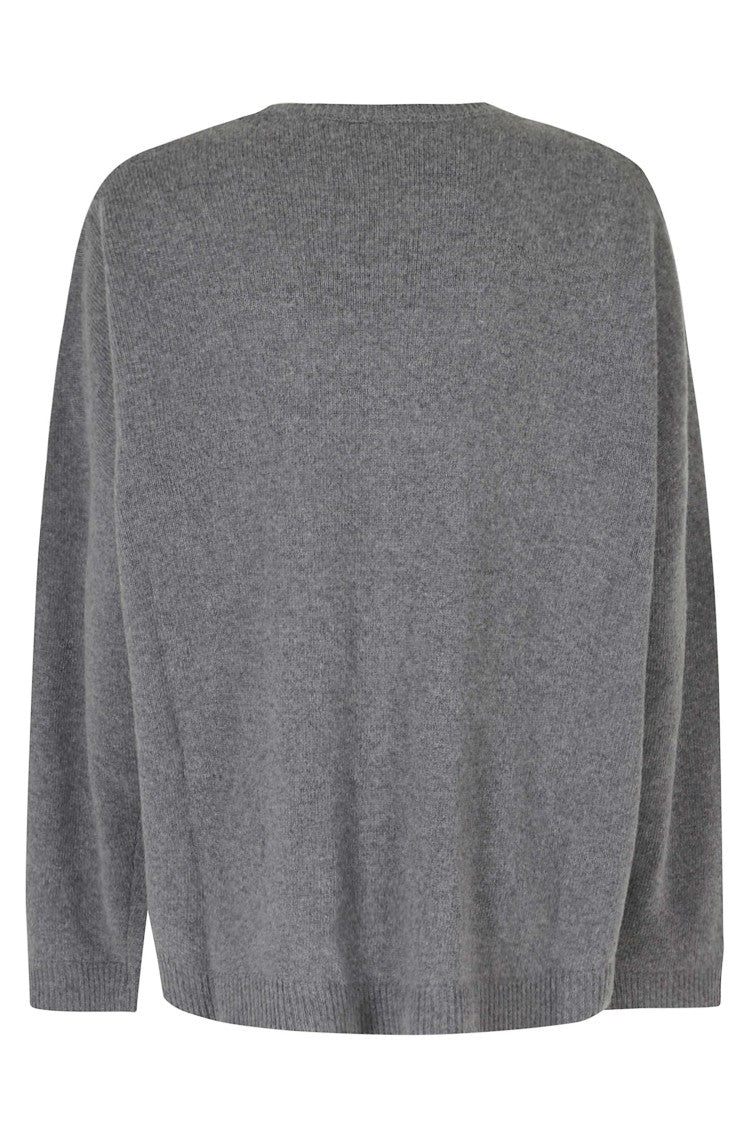 Alysi Gray Francy Knit Rombi Diamond-Pattern Wool-Blend Sweater