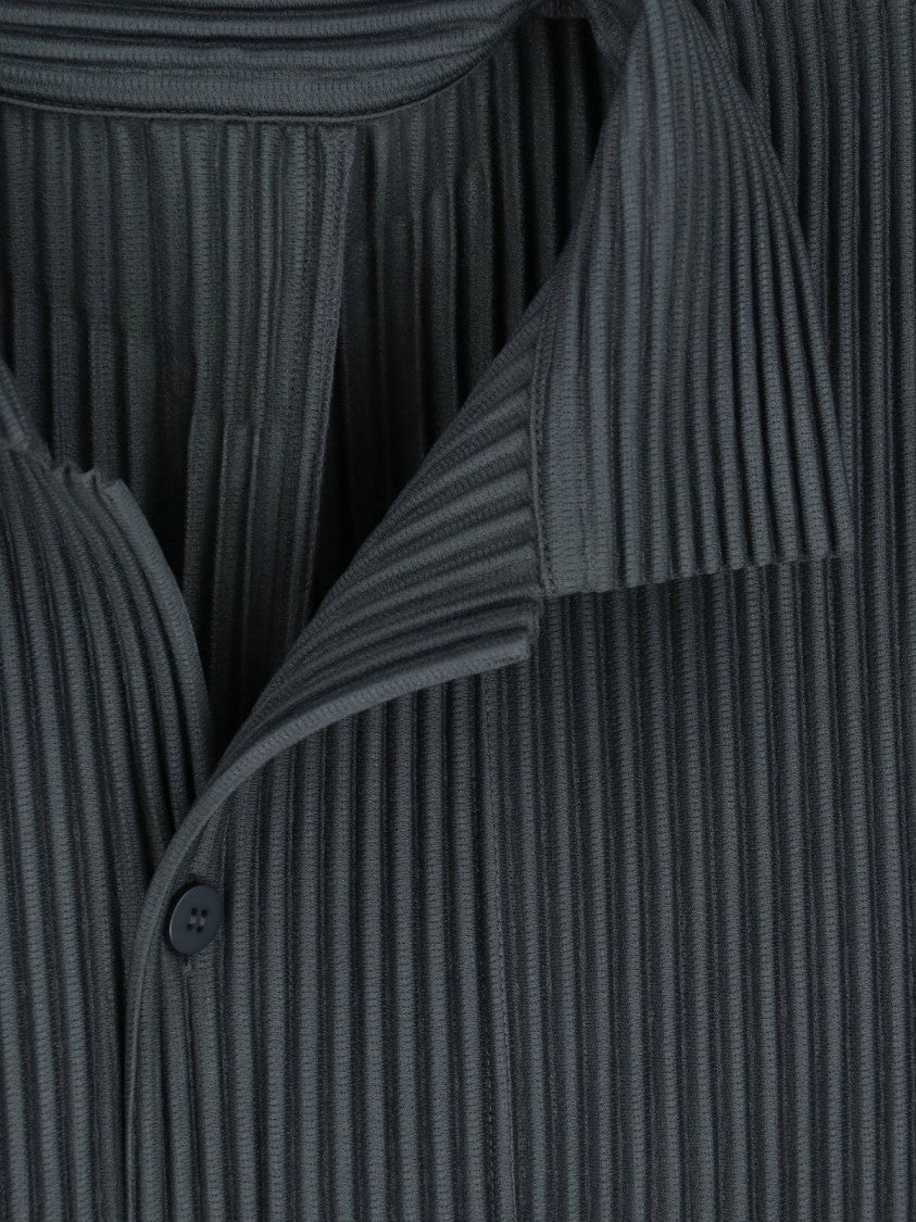 Homme Plissé Issey Miyake Grey Bowling Collar Pleated Polo Shirt