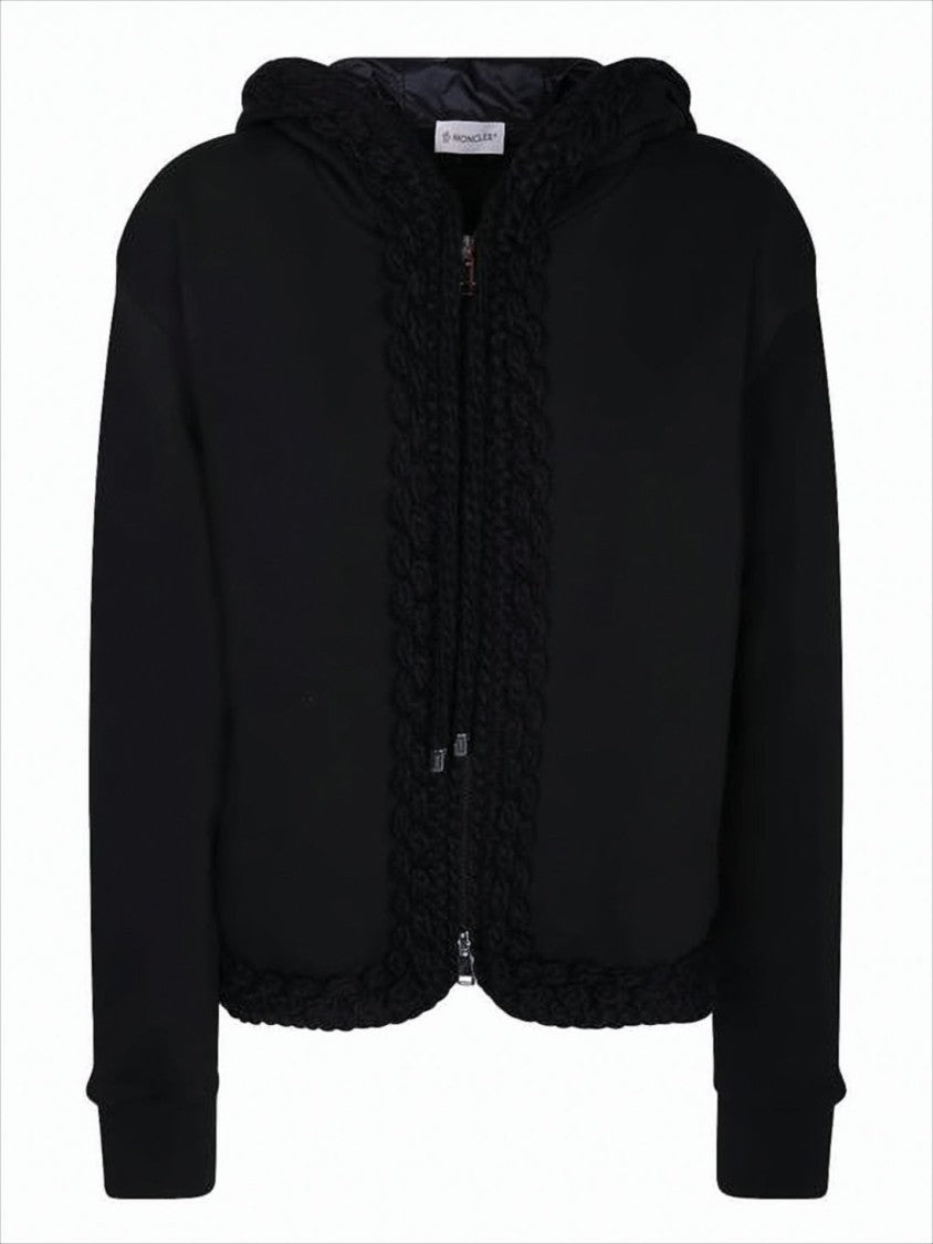 Moncler Cropped Black Hooded Sweatshirt