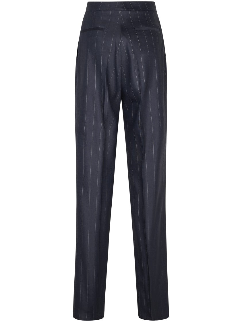 Tagliatore Structured Dark Blazer And Pinstripe Trousers