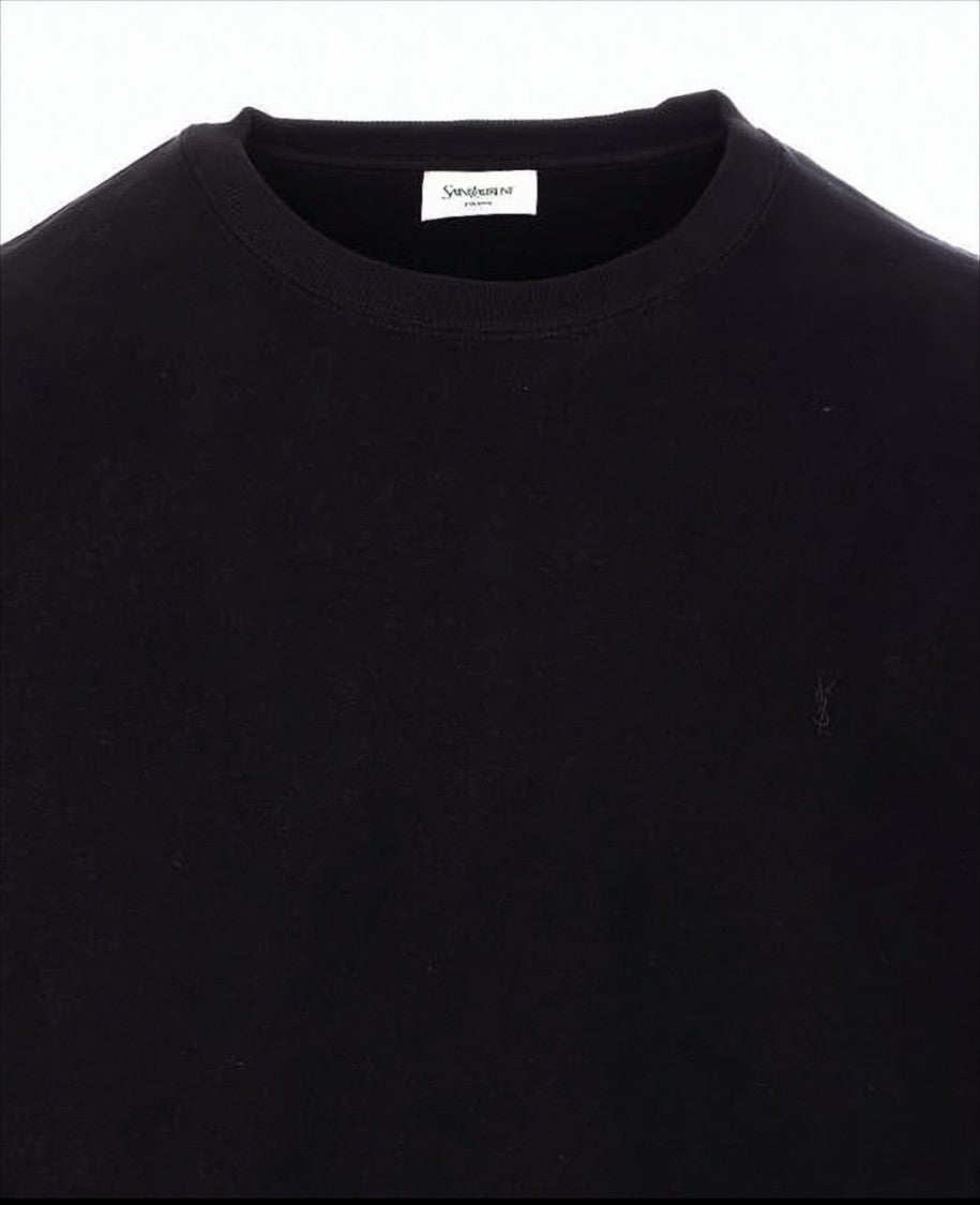 Saint Laurent Long Sleeve Crew Neck Shirt With Embroidered Logo
