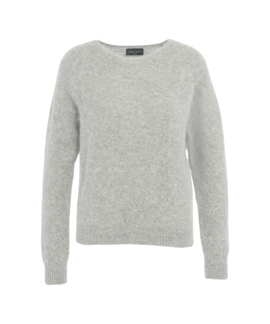 Roberto Collina Alpaca Blend Sweater With Chic V-Neck And Ribbed Details