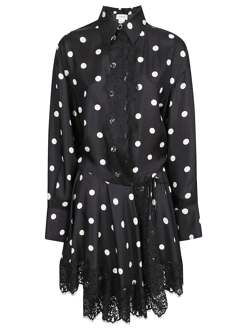 Sportmax Pois Twill Silk Chemisier Dress