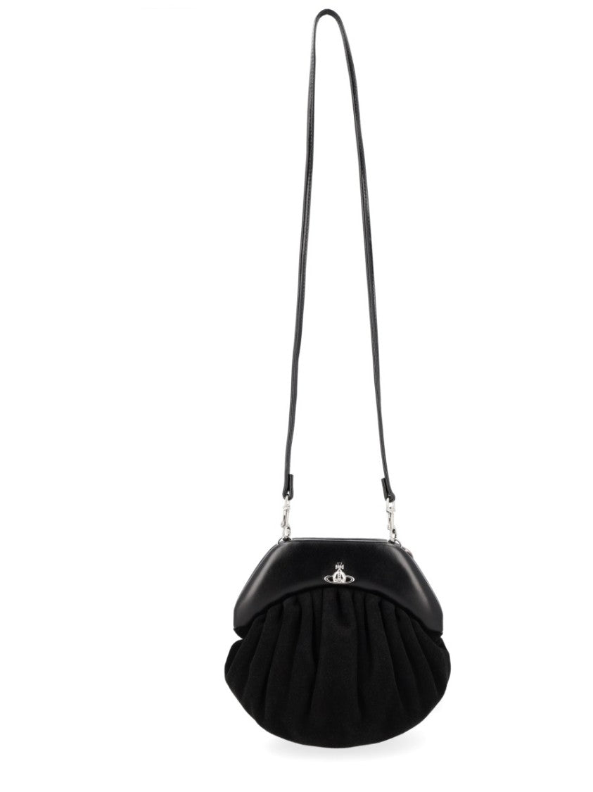 Vivienne Westwood Brooke Rounded Gathered Calf Leather Handbag