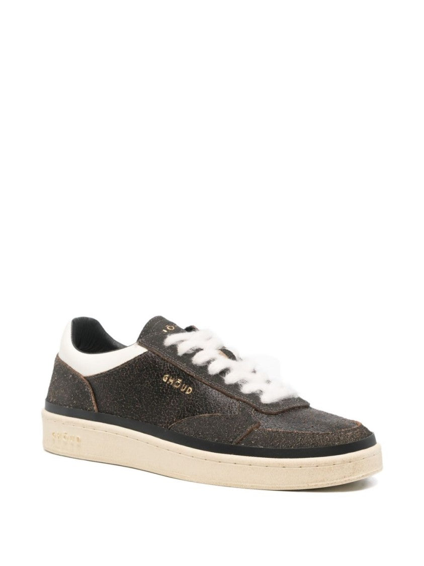 Ghoud Textured Black Leather Low-Top Sneakers