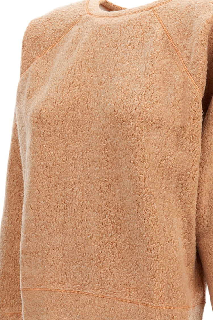 Epl Cropped Brown Crew Neck Jumper With Textured Finish