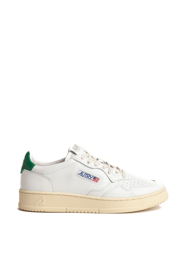 Autry Medalist Leather Sneakers With Green Heel Tab