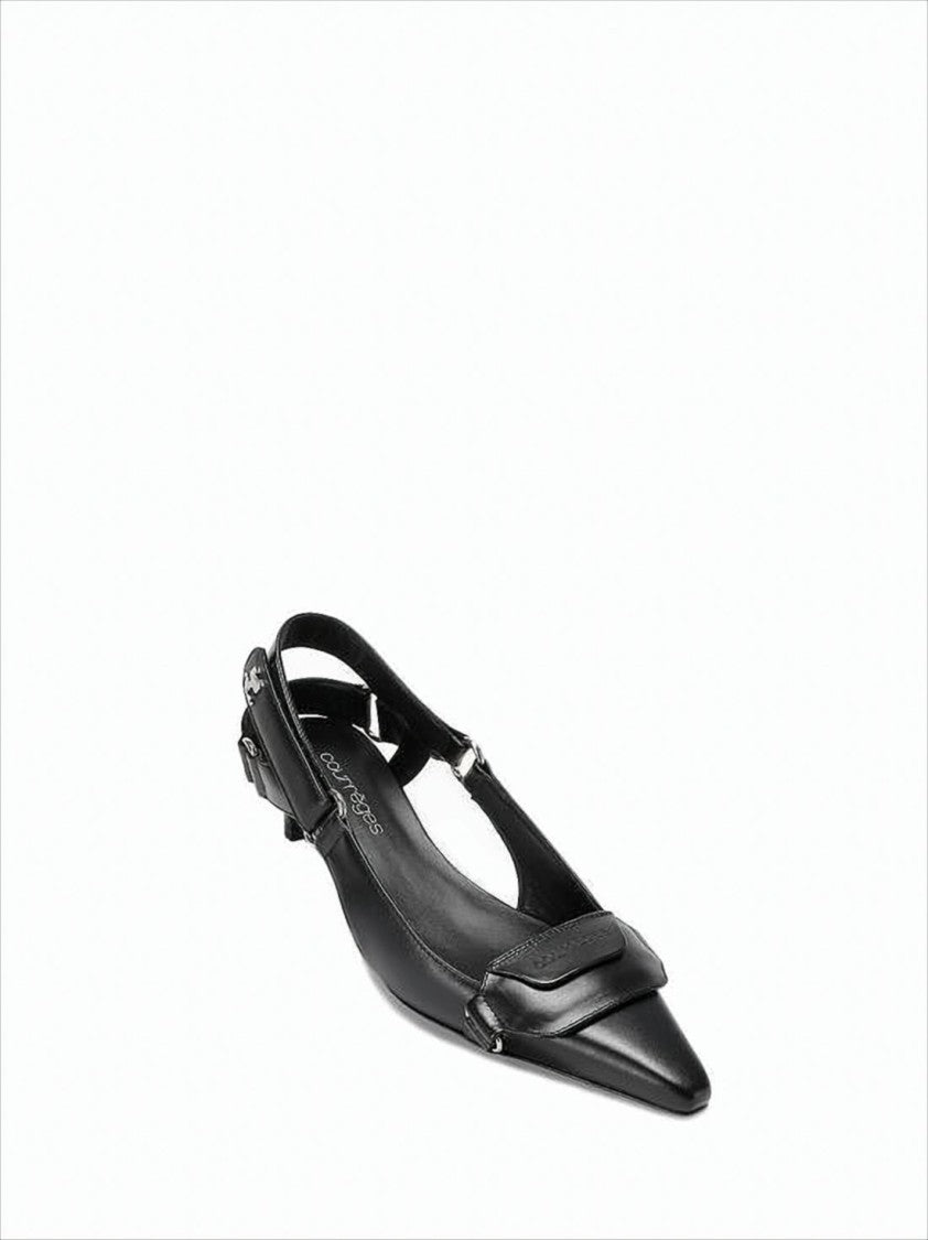 Courrèges Pointed Toe Slingback Pumps With Adjustable Buckle Detail