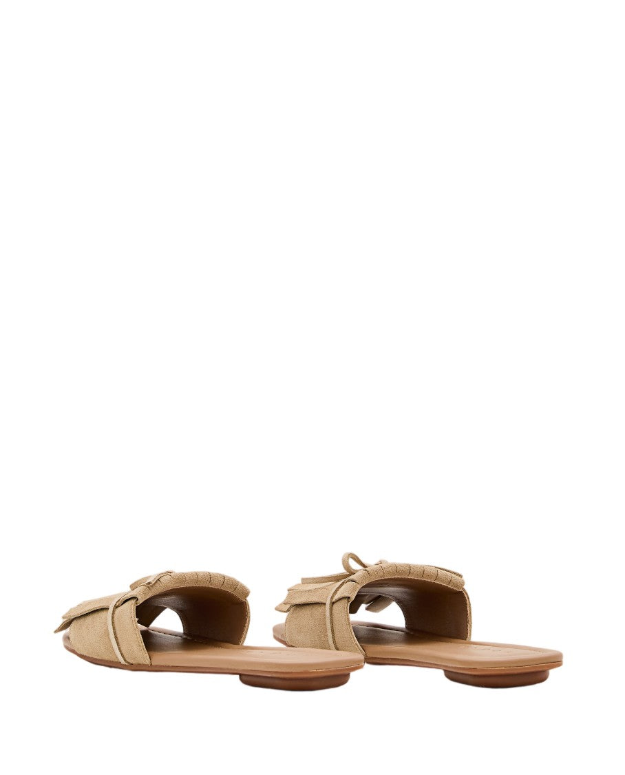 Hogan Fringe-Embellished Suede Sandals With Bow Detail