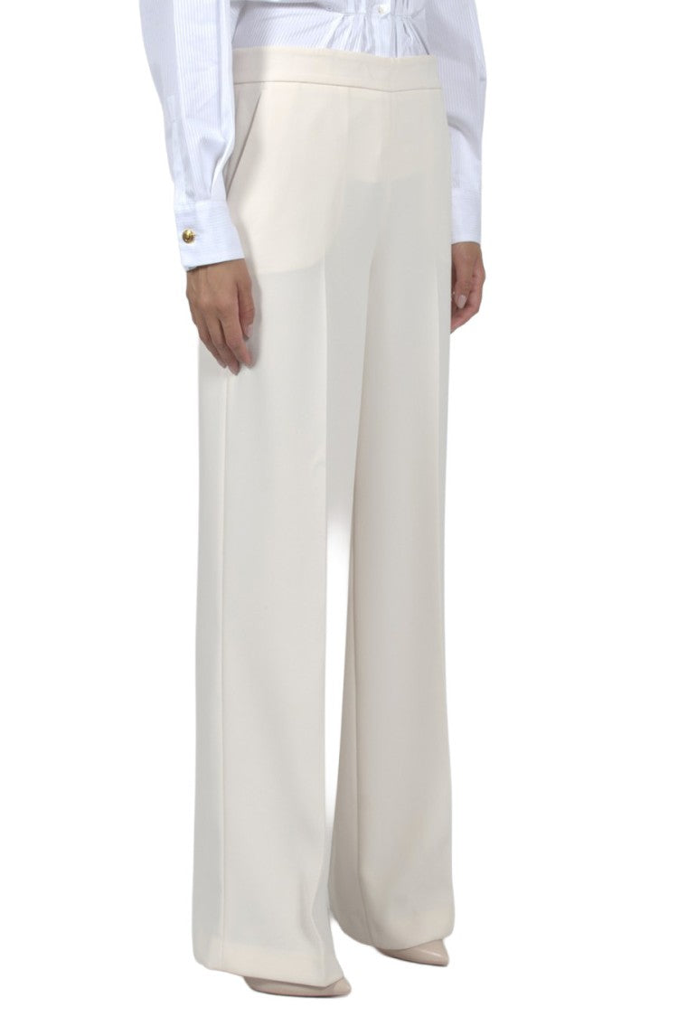 Twin-Set Cream Pleated Wide-Leg Polyester Pants