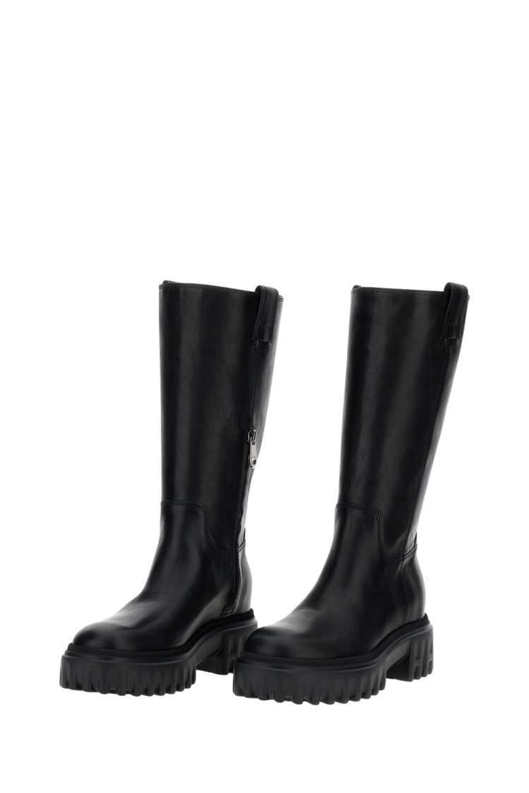 Hogan Mid-Calf Boots In Natural Leather