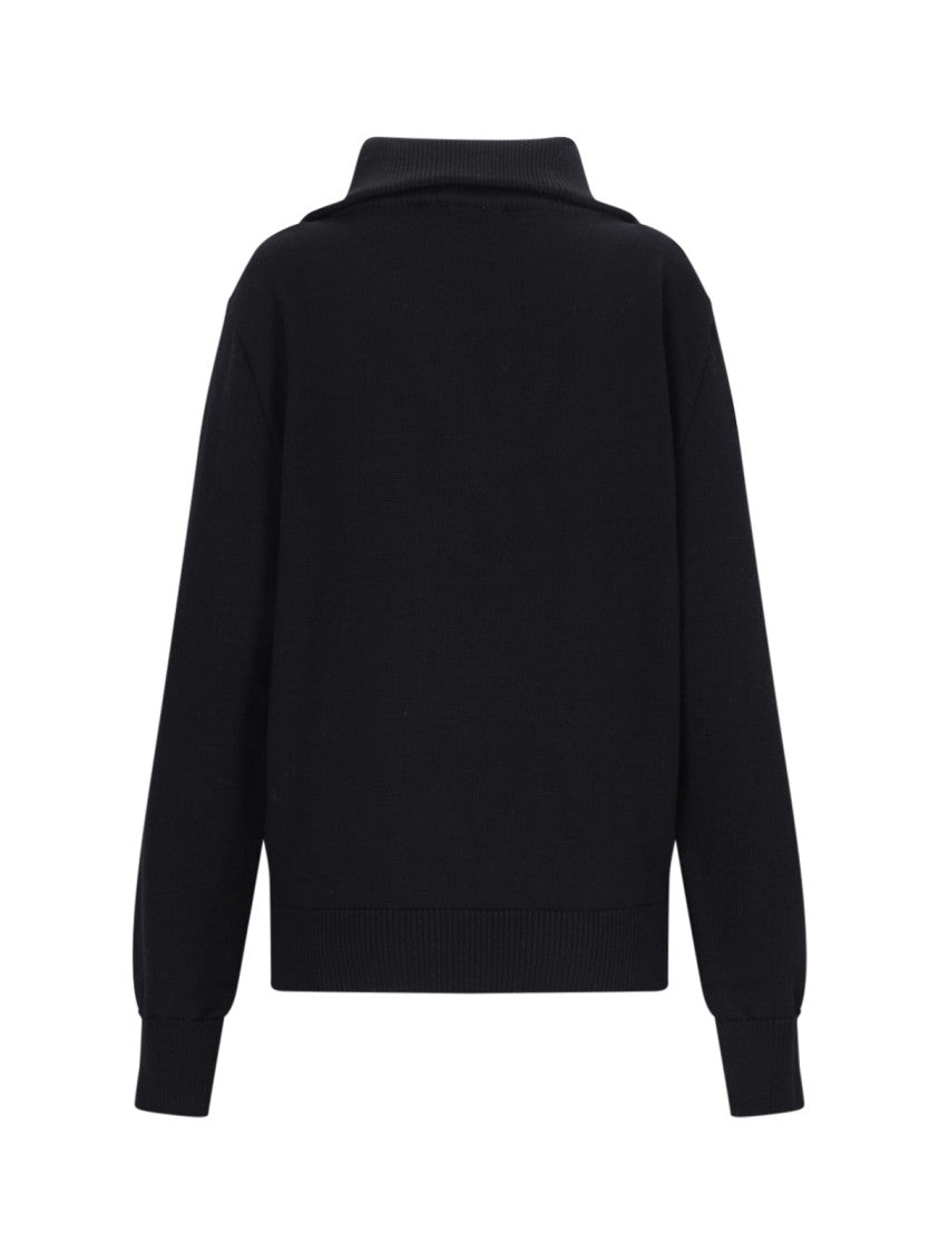 Courrèges Trucker Turtleneck Sweater In Black Wool Blend