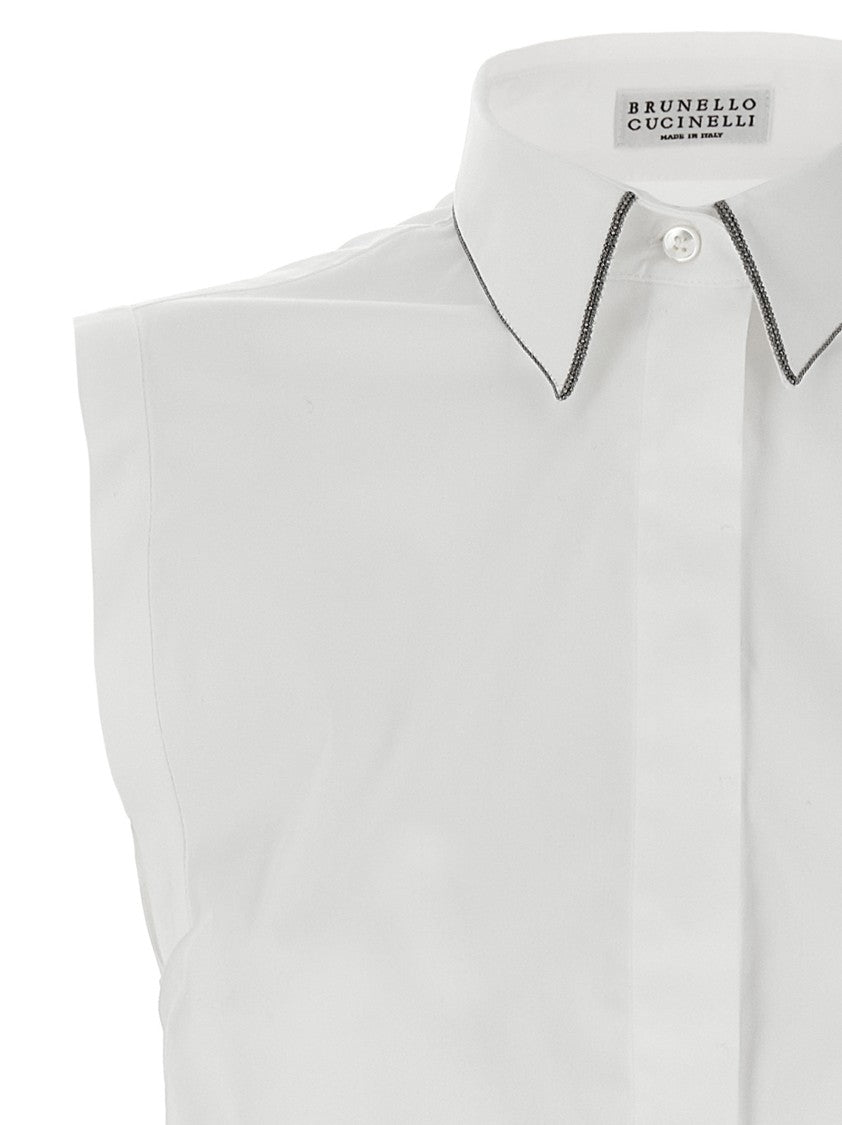 Brunello Cucinelli Sleeveless Shirt With Monile Piping Detail And Tailored Silhouette