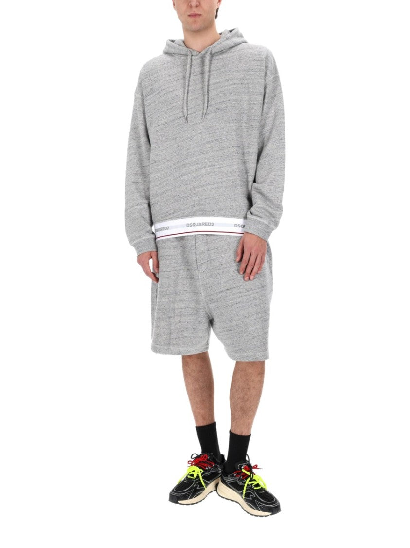 Dsquared2 Cotton Logo Band Hem Hoodie