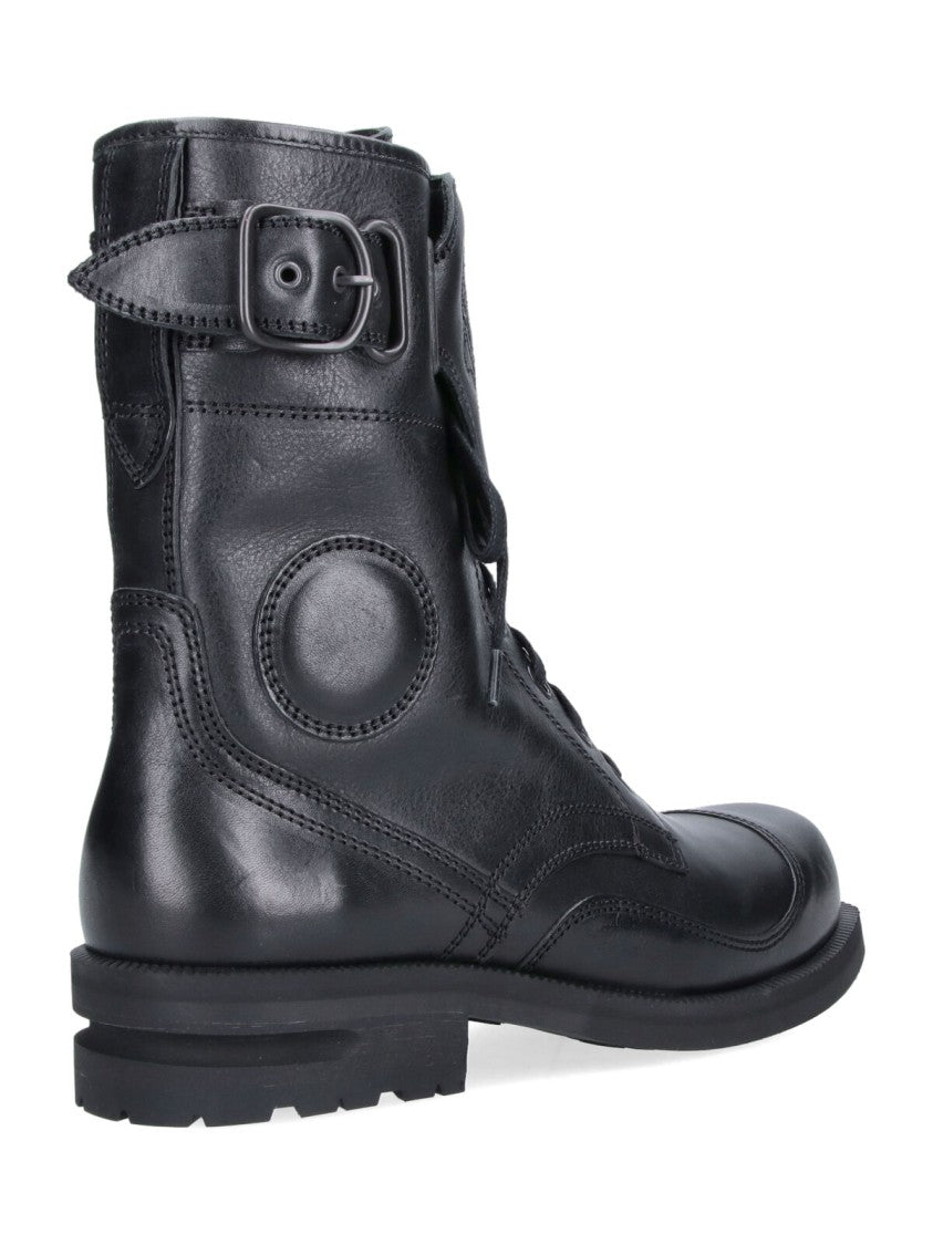 Kiko Kostadinov Black Lace-Up Buckle Leather Boots