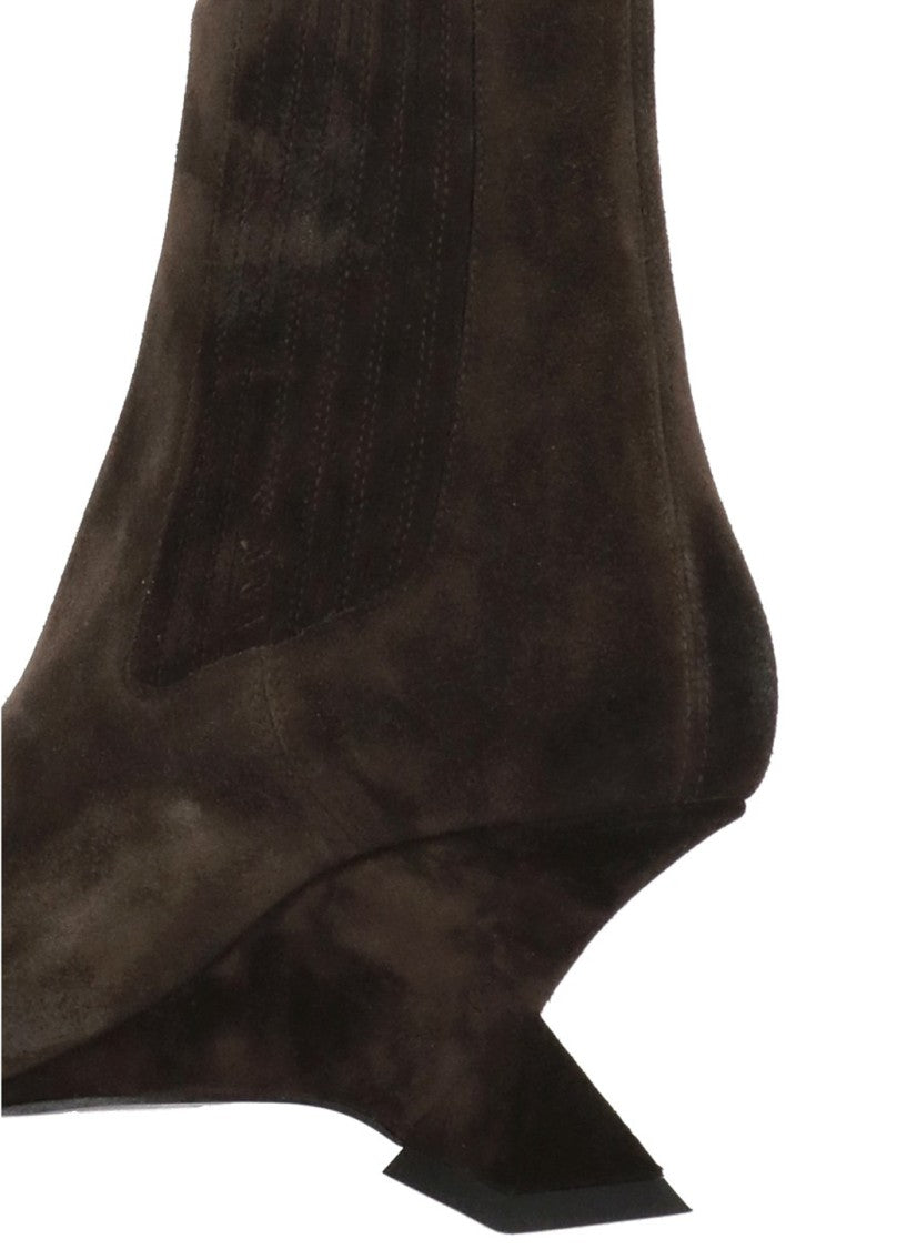 The Attico Brown Cheope Wedge Suede Boots