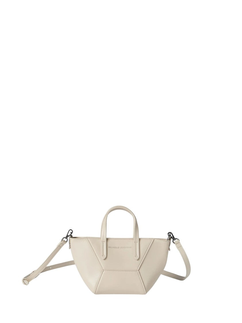 Brunello Cucinelli Ivory Monili Leather Shoulder Bag