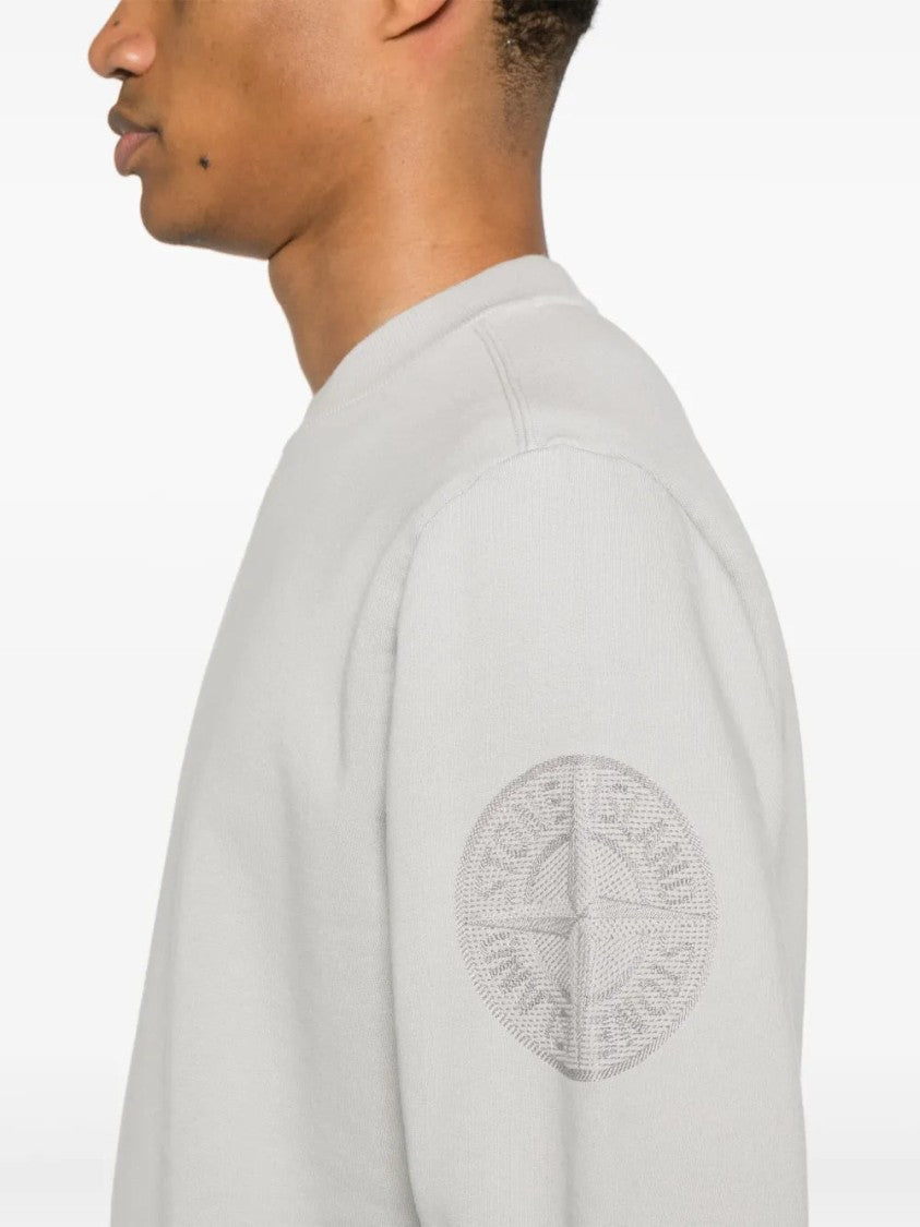 Stone Island Light Grey Cotton Fleece Sweatshirt