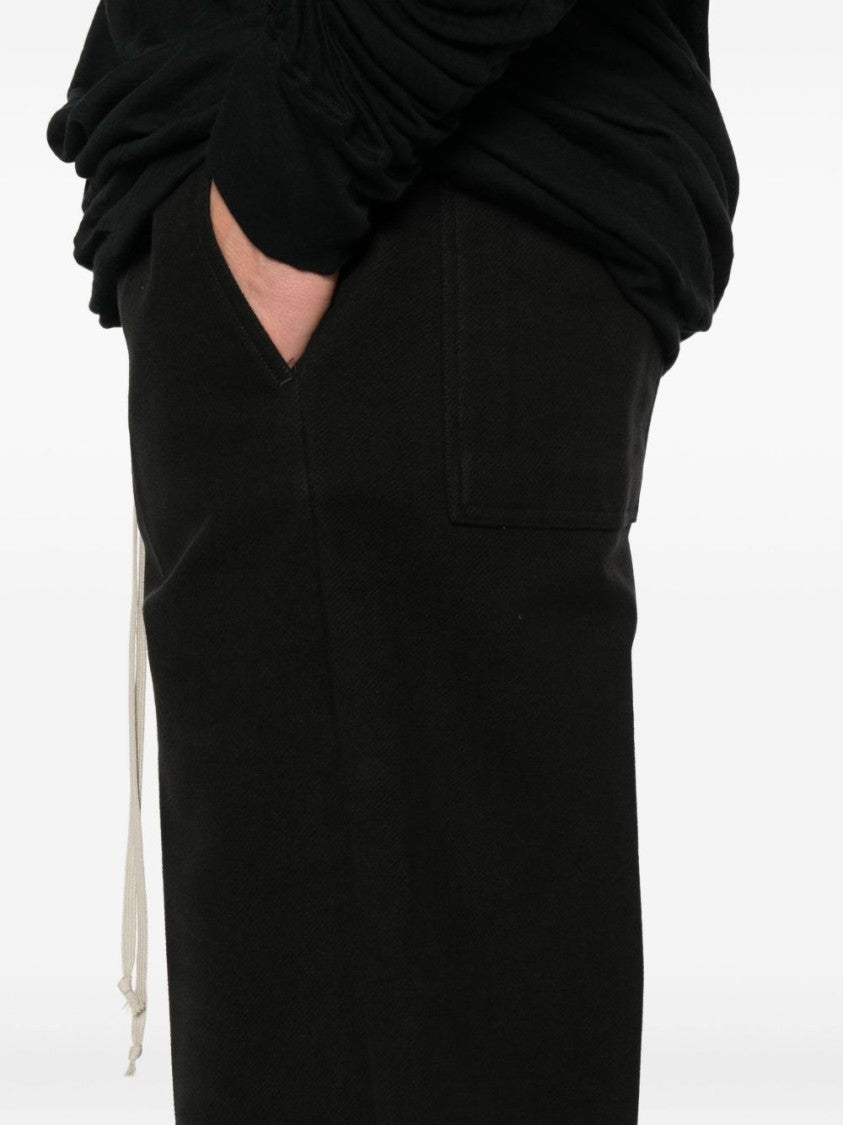 Rick Owens Relaxed Fit Black Trousers With Drawstring Waistband