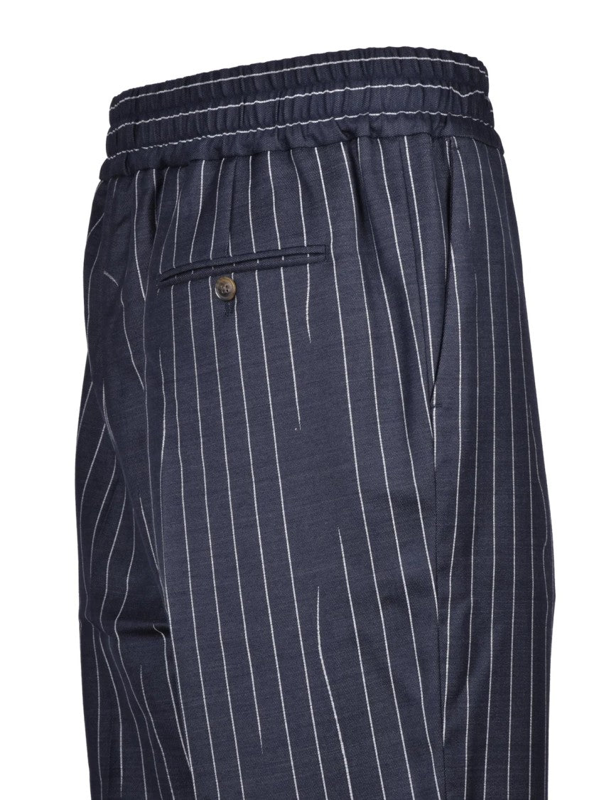 Vivienne Westwood Tapered Wool Trousers With High Elasticated Waist And Pinstripe Detail