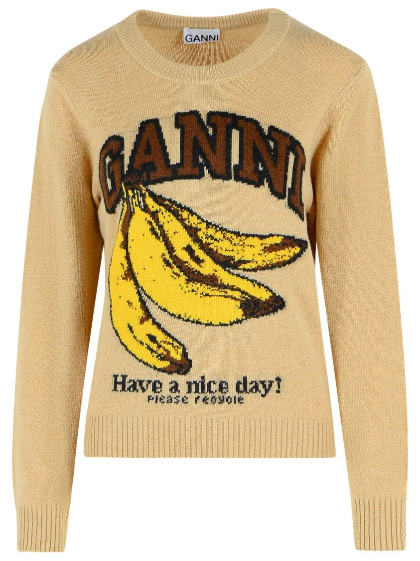 Ganni Beige Wool Blend Sweater