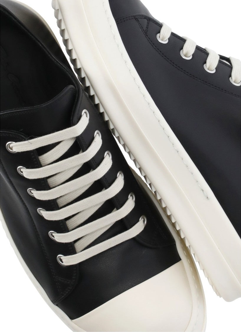 Rick Owens Black White Round Tip Sneakers