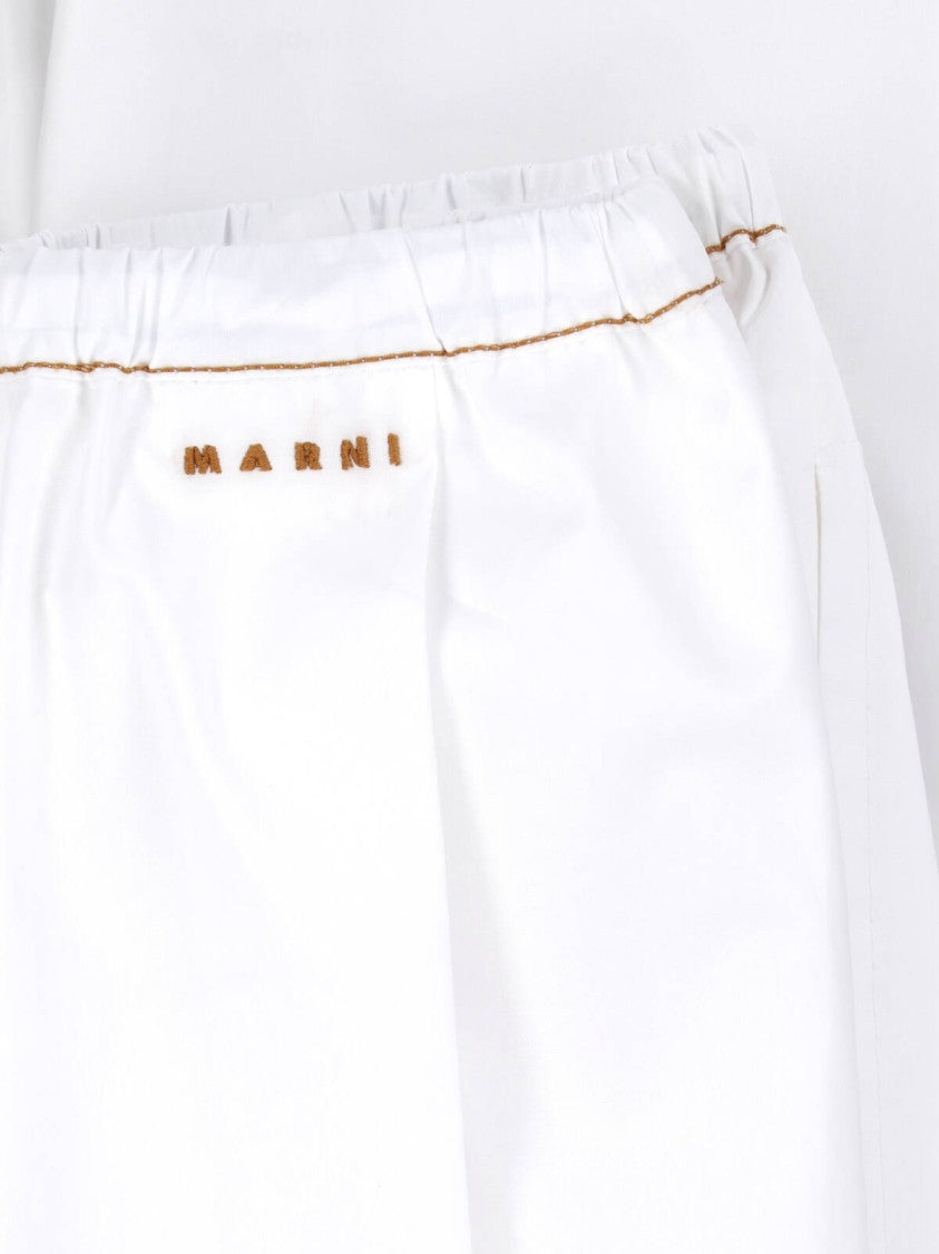 Marni White Wide-Leg Poplin Drawstring Pants