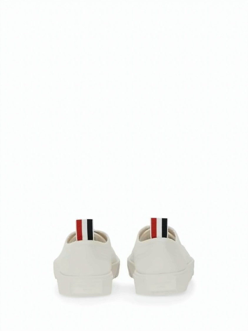 Thom Browne Low-Top Canvas Sneakers With Minimalist Design And Tricolor Pull Tab