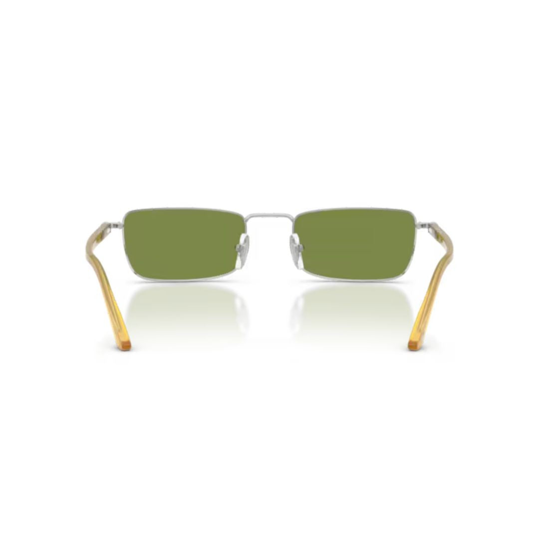 Persol 0Po1025s Rectangular Metal Frame Sunglasses With Translucent Amber Temples