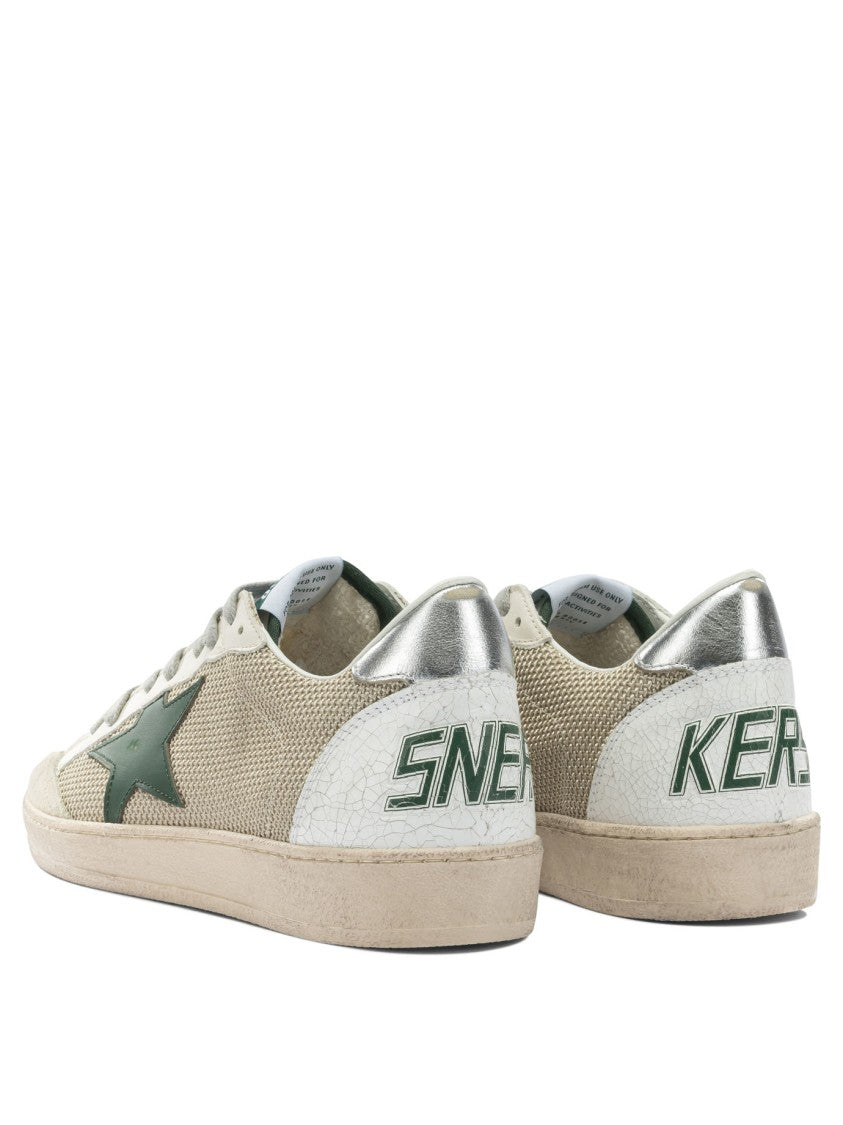 Golden Goose Textured Beige Mesh And Smooth Leather Sneakers