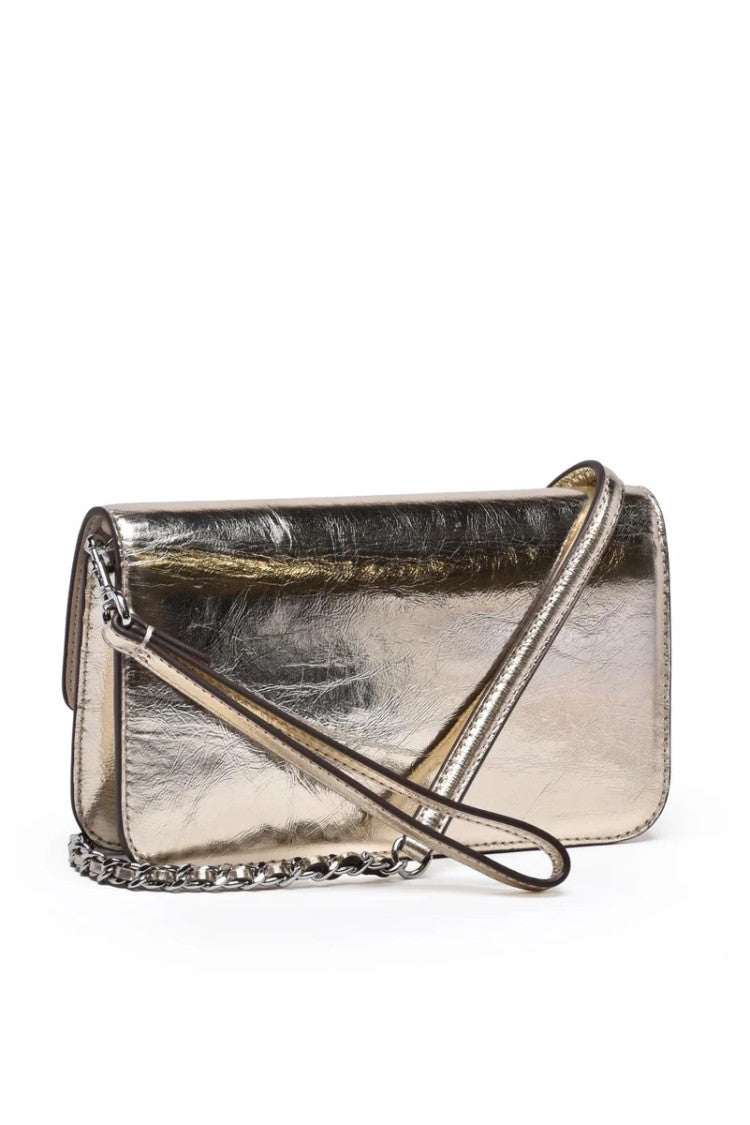Tory Burch Britten Metallic Chain Wallet Gold