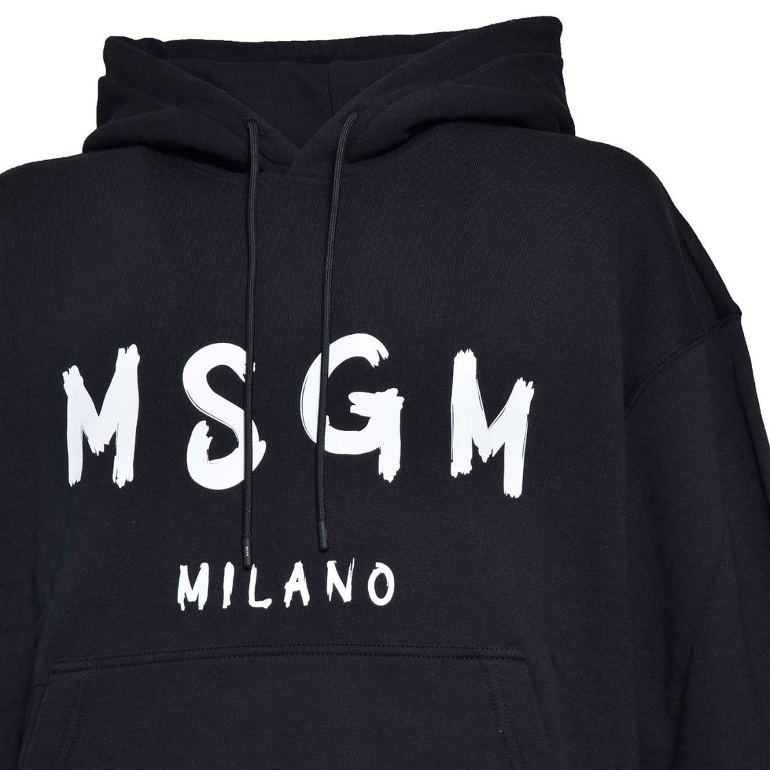 Msgm Black Cotton Hoodie