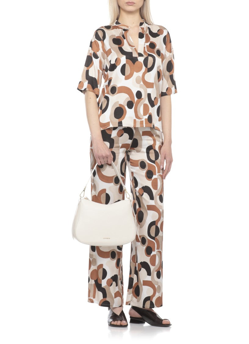Coccinelle Ivory Leather Nory Small Shoulder Bag With Minimalist Design