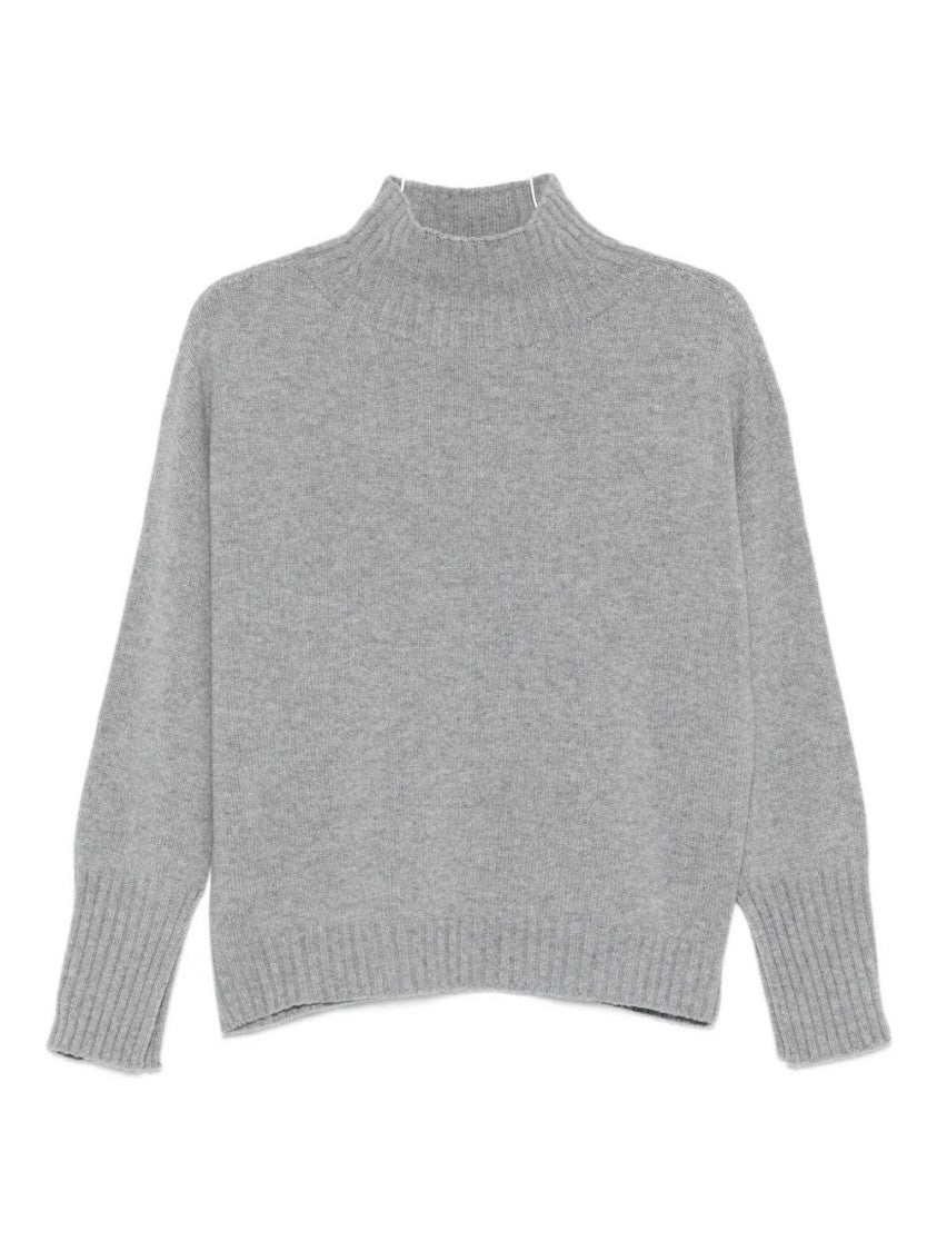 Vanisé Gray Knit Sweater With Ribbed Details