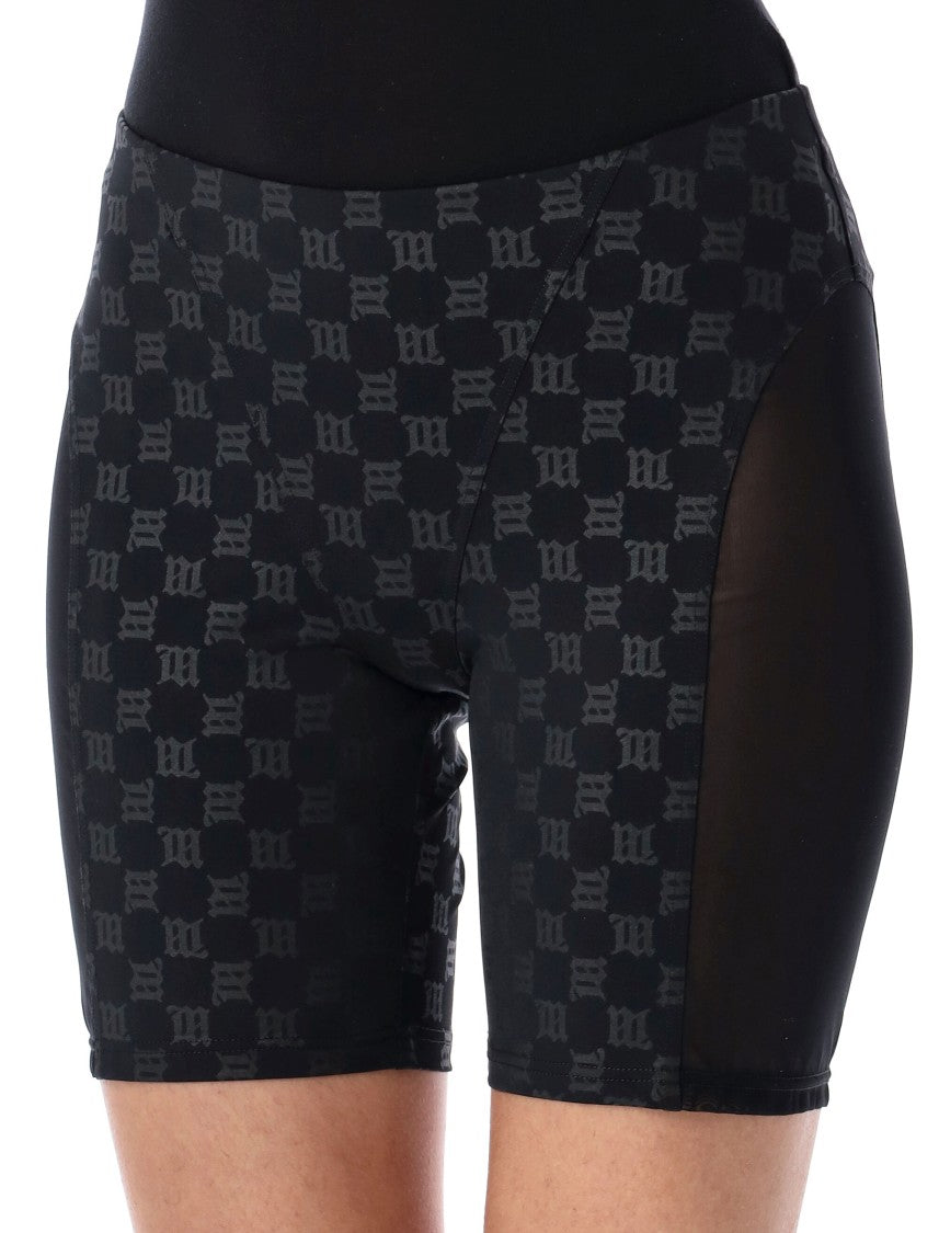 Misbhv Fitted Monogram Biker Shorts With Distinctive Pattern