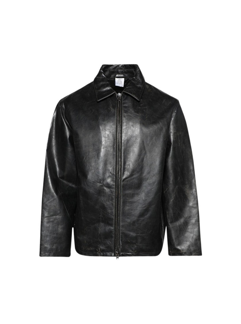 Vetements Distressed Zip-Up Jacket Black