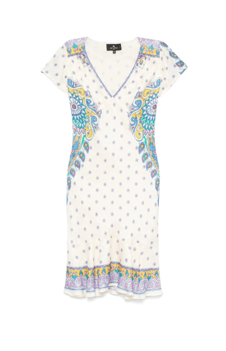 Etro Patterned Mini Dress With Ruffled Hem
