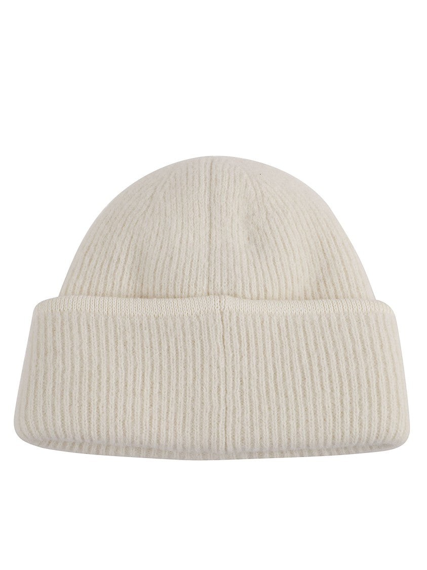 Jacquemus Ribbed Knit Wool Hat With Front Logo Patch