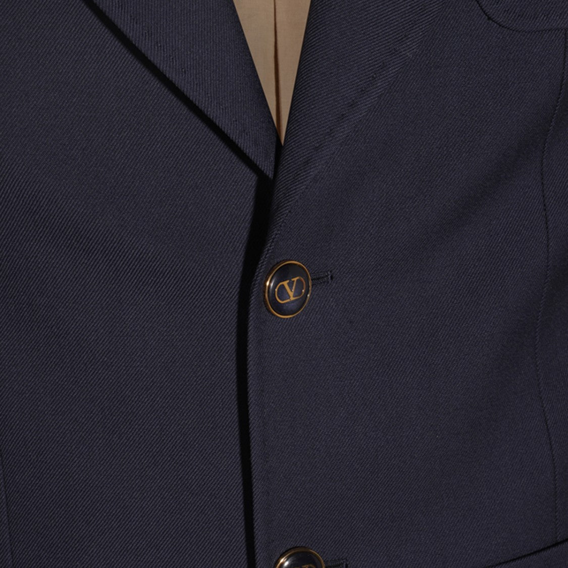 Valentino Tailored Blue Wool Blazer With Notch Lapel And Branded Buttons