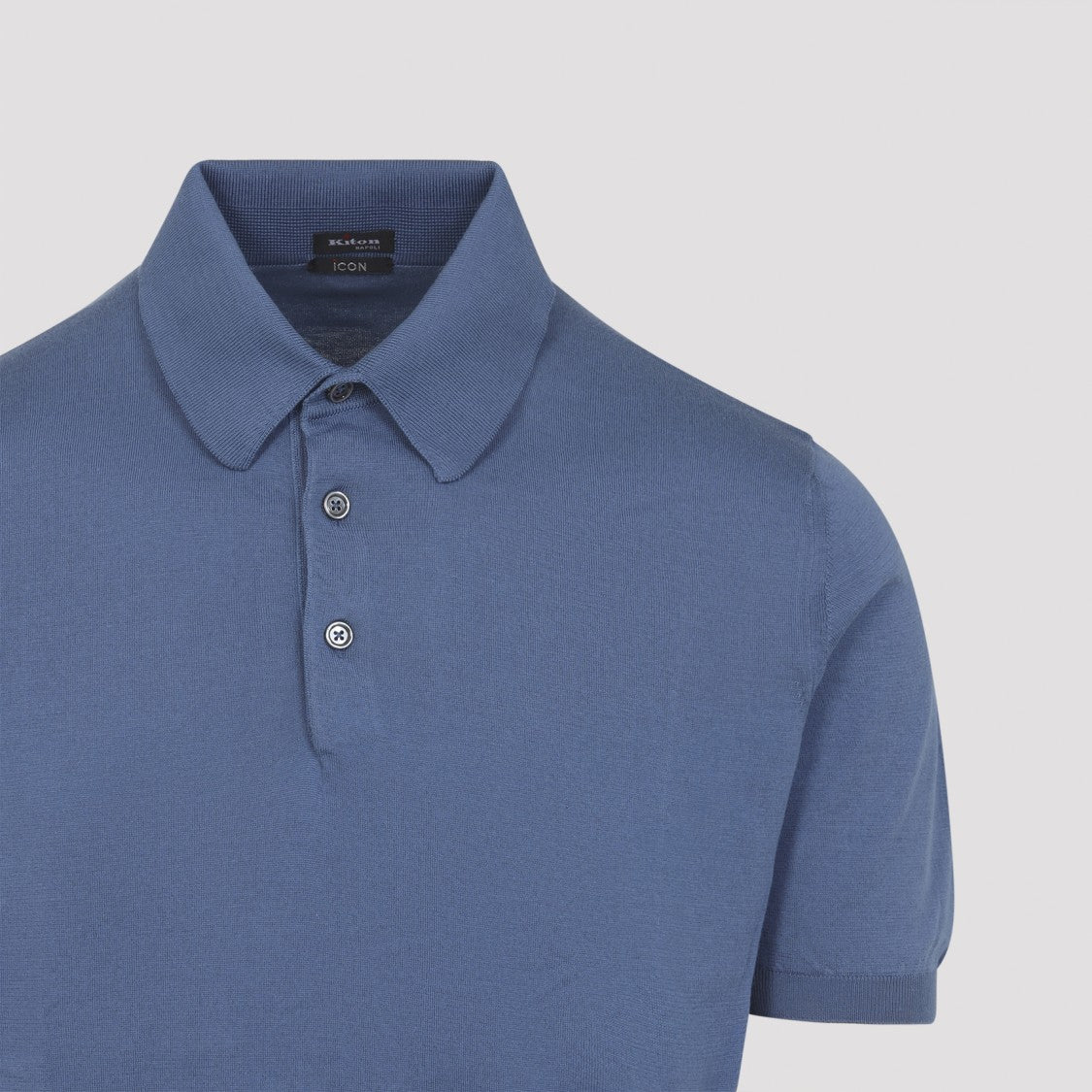 Kiton Fitted Blue Cotton Polo Shirt