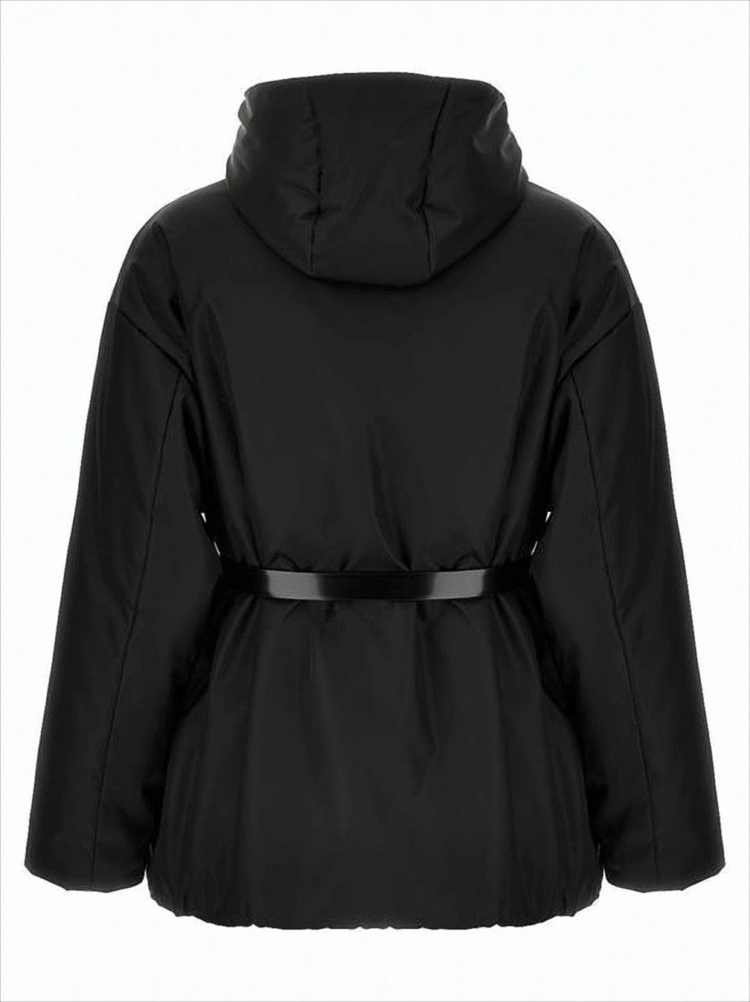 Prada Padded Black Jacket With Hood And Gold-Tone Hardware