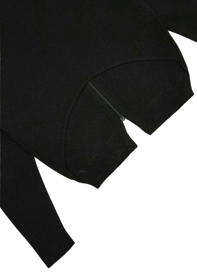 Amomento Cropped Black Cardigan With Unique Cut-Out