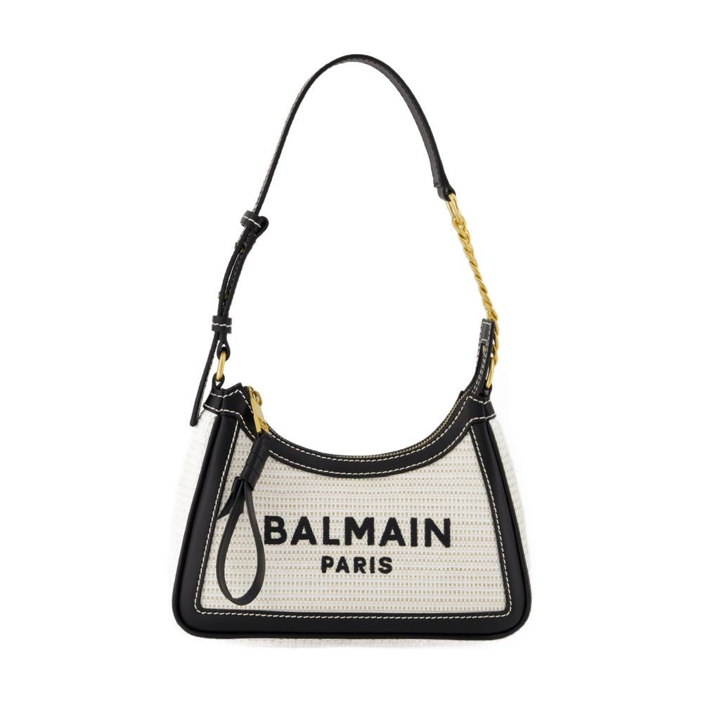 Balmain B-Army Shoulder Bag - Raffia - Neutral/Black