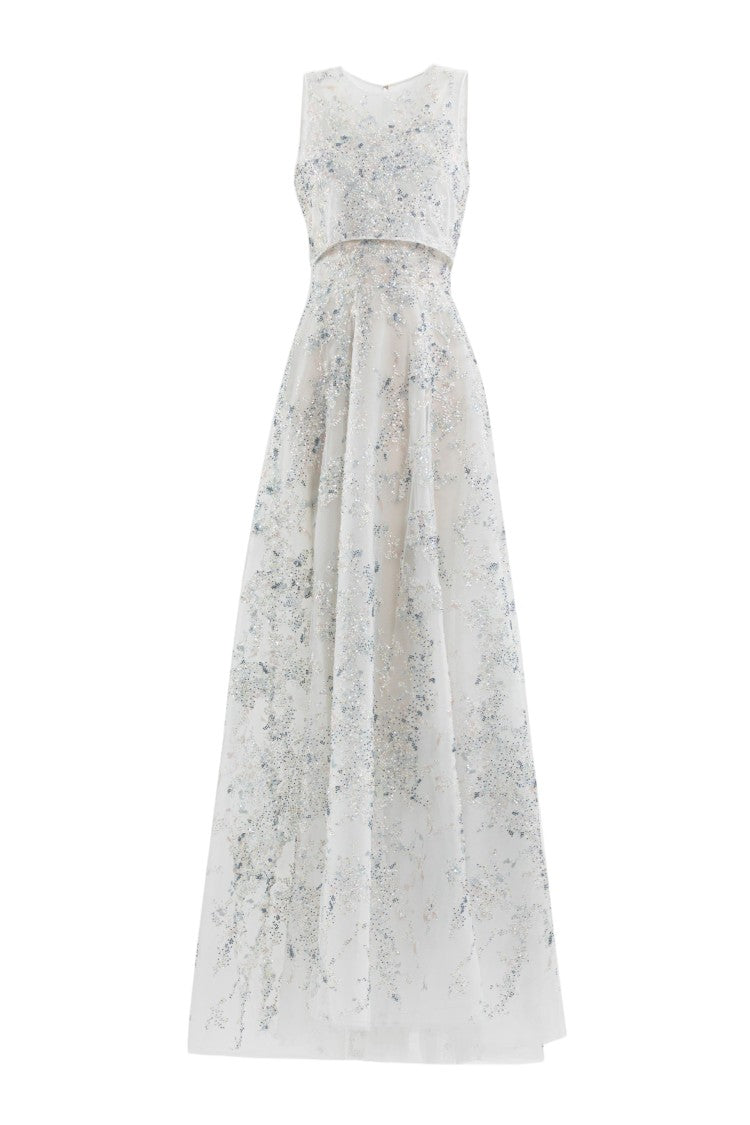 Saiid Kobeisy Intricately Embroidered Off-White Maxi Dress