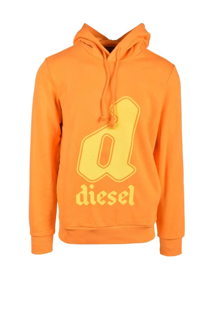 Diesel Orange Hooded Cotton-Blend Sweatshirt