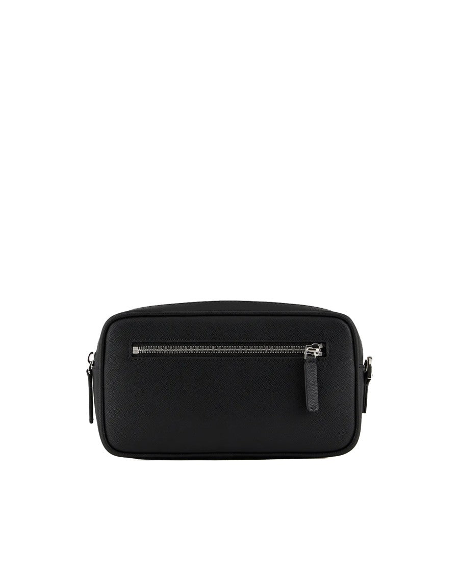 Emporio Armani Black Regenerated Saffiano Leather Beauty Case