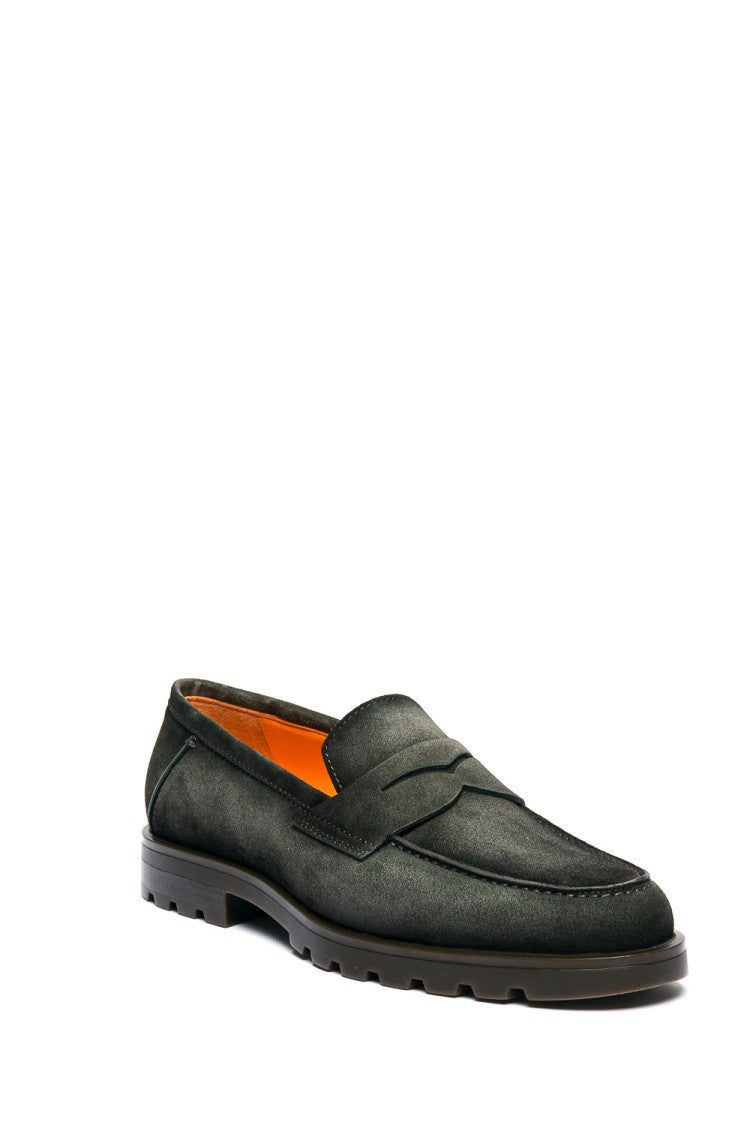 Santoni Suede Moccasins With Rubber Sole