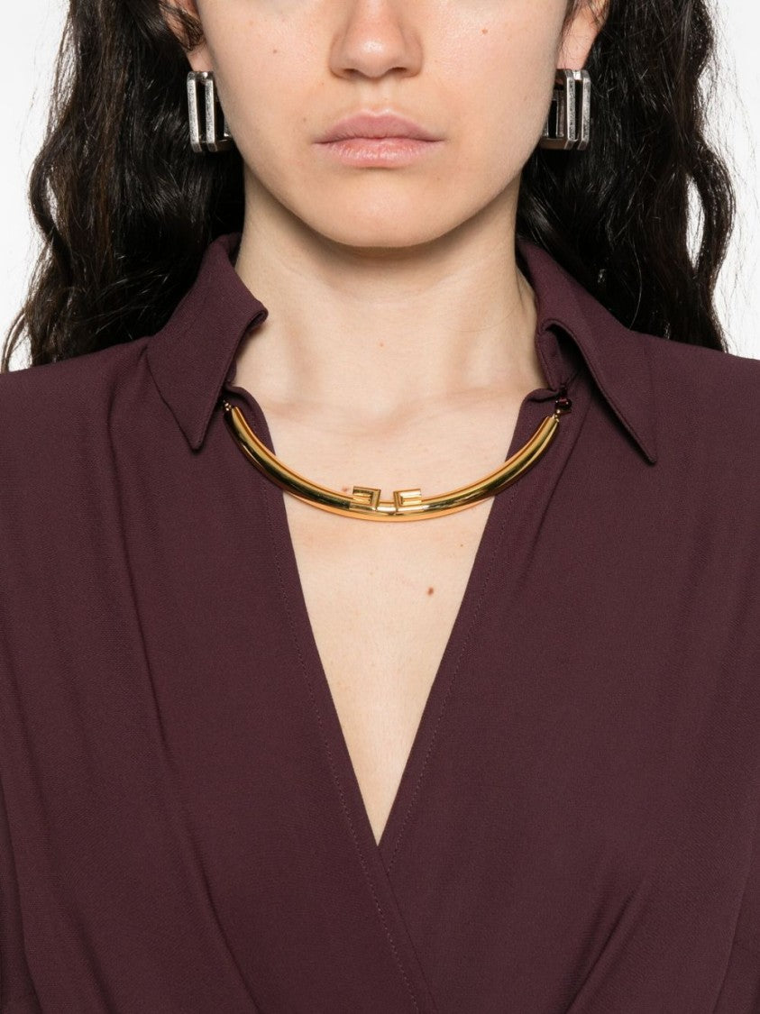 Elisabetta Franchi Bordeaux Midi Dress With Deep V-Neck