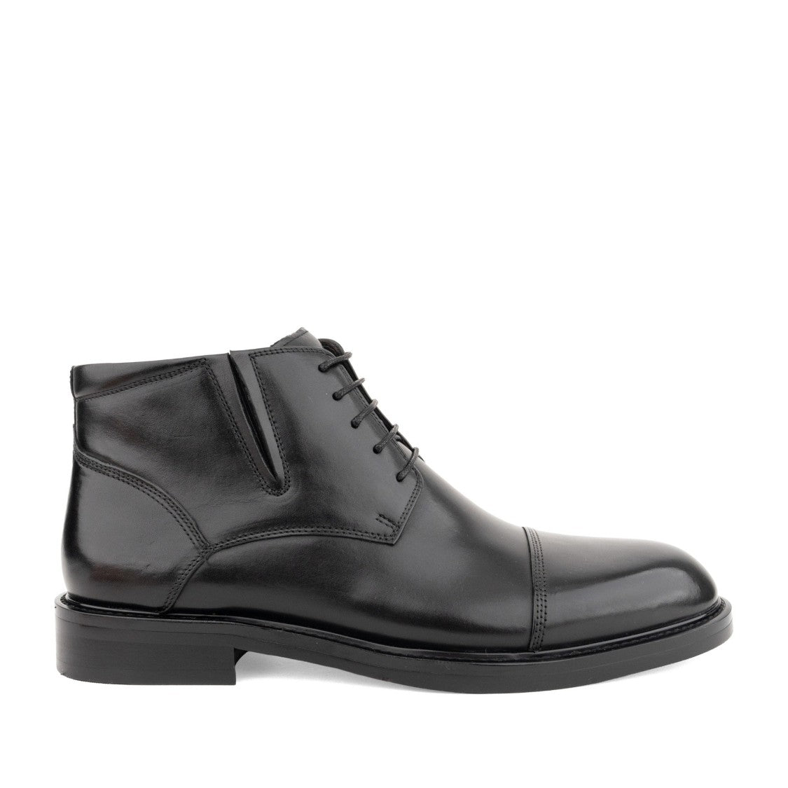 Alberto Gozzi Black Cap Toe Side Zip Leather Boots